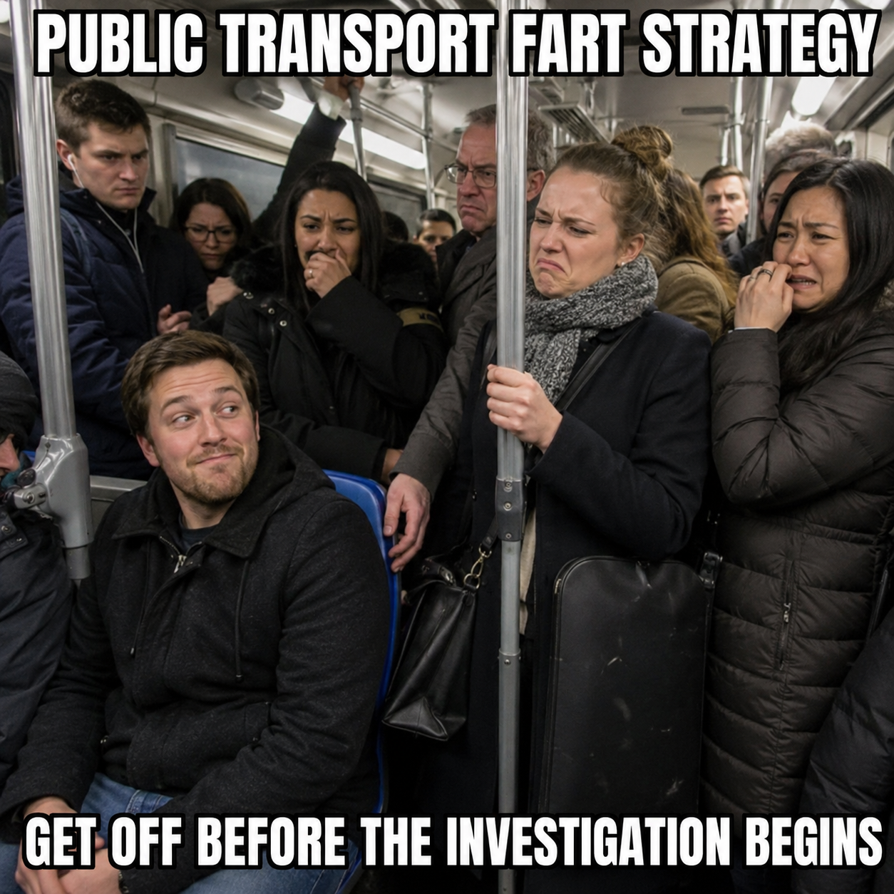 Public Transport Survival Tactics fart meme