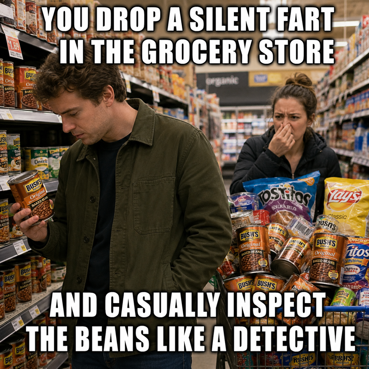 Silent Fart Detective in the Aisle fart meme