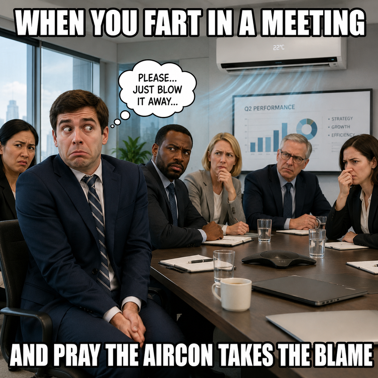 When You Hope the Aircon Saves You fart meme